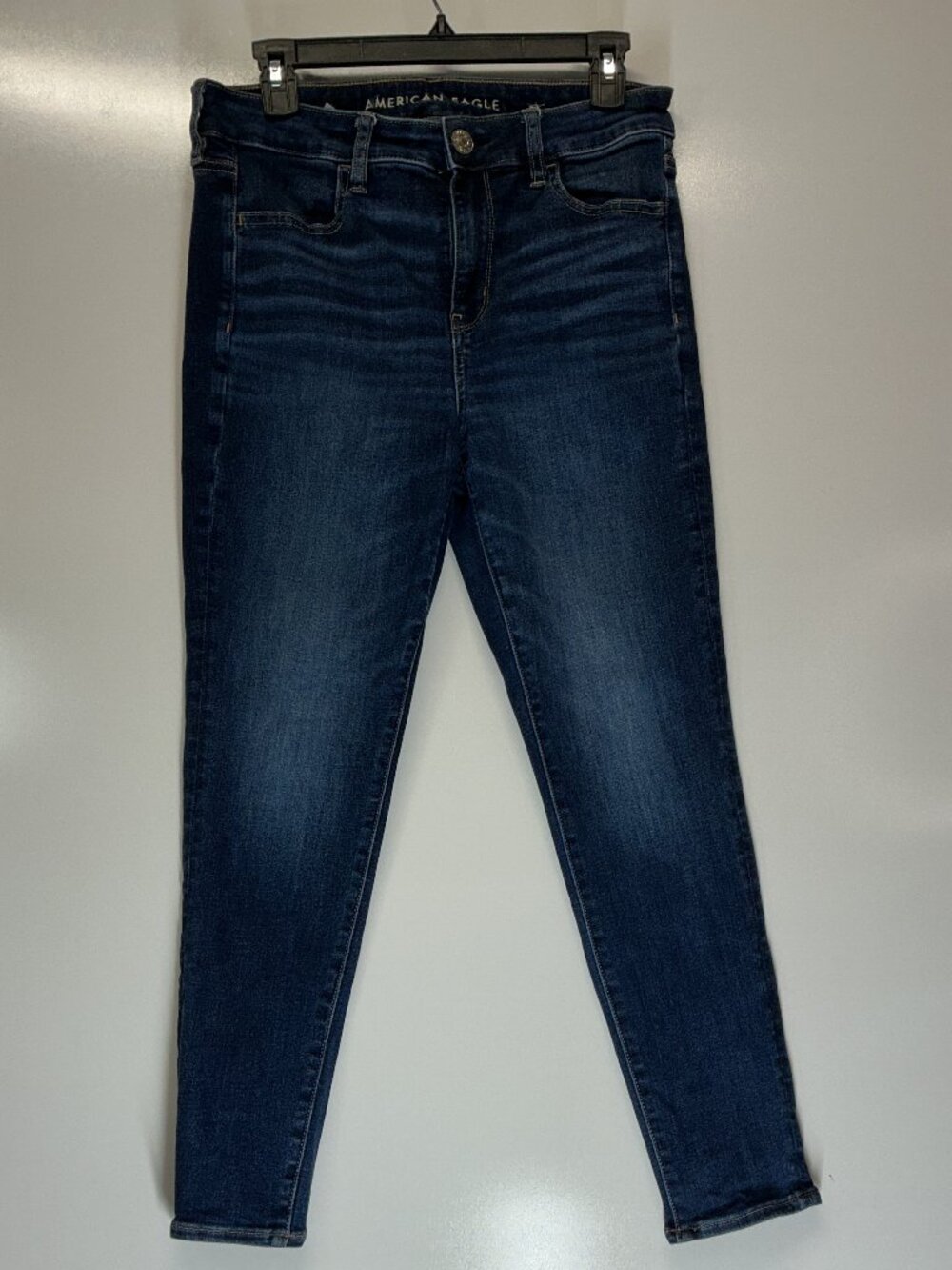 American Eagle Blue Skinny Jeans Size 10 Short Stretch Fit Dark Wash Denim - Picture 2 of 7